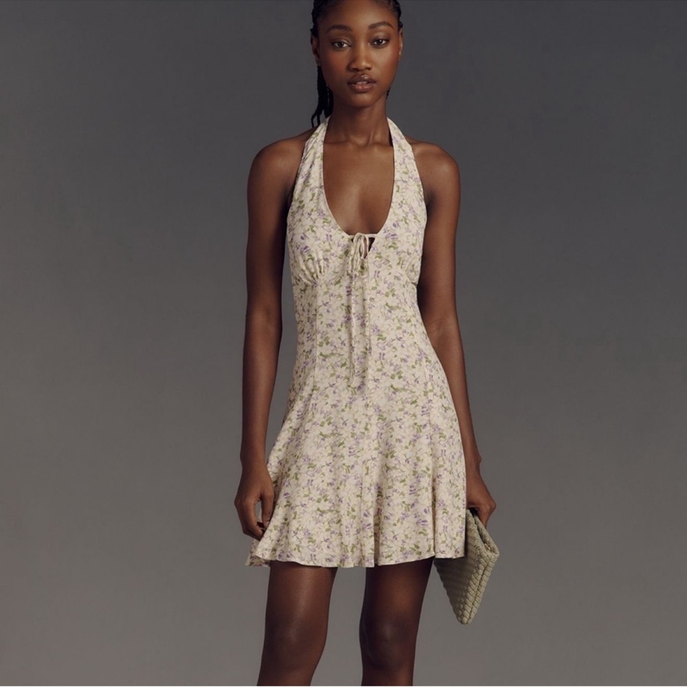 NWT Anthropologie Maeve Floral Halter Mini Dress - Size Medium - Picture 4 of 8